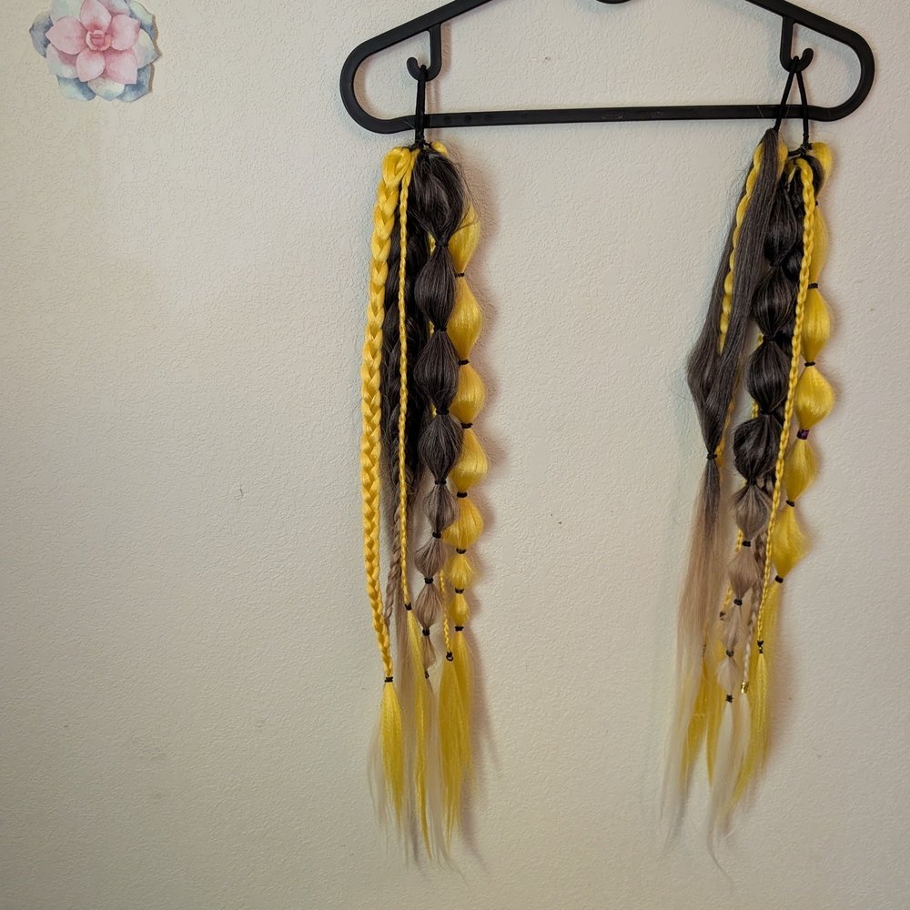 Festival Rave Yellow and Black Braided Hair Extensions